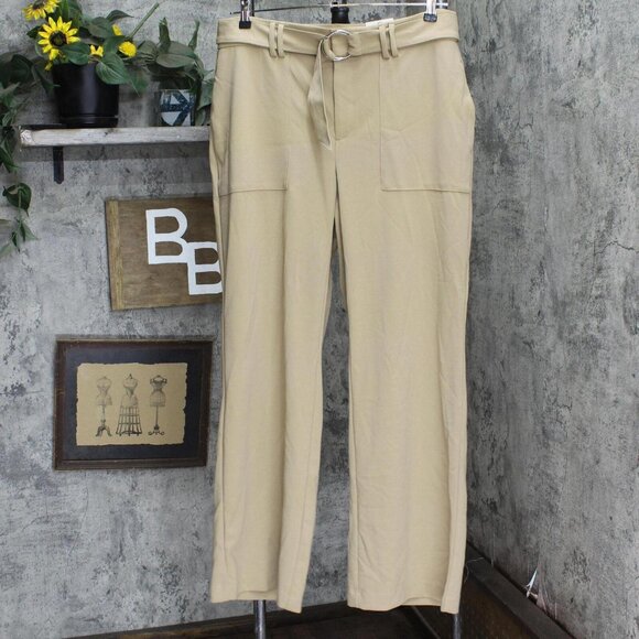 INC International Concepts Pants - INC International Concepts Womens Plus Belted Office Wear Pants Tan Brown 14W